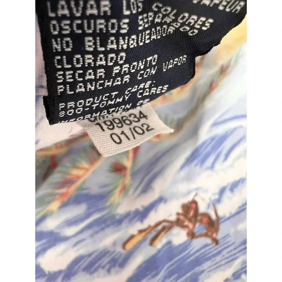 VINTAGE Tommy Hilfiger Men’s Palm Tree Hawaiian Button Front Short Sleeves LARGE - Picture 12 of 12